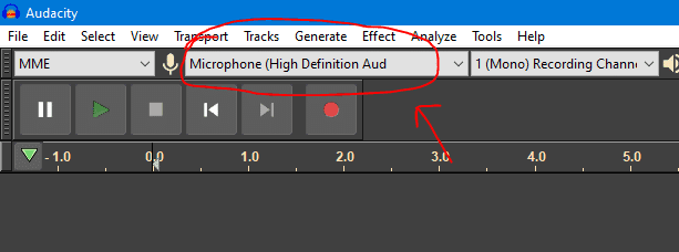 Screenshot of Audacity Settings